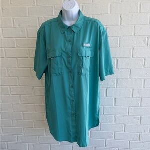 Ocean+Coast Women's Teal Button Up Short Sleeve Fishing Shirt. Like NEW Size XL